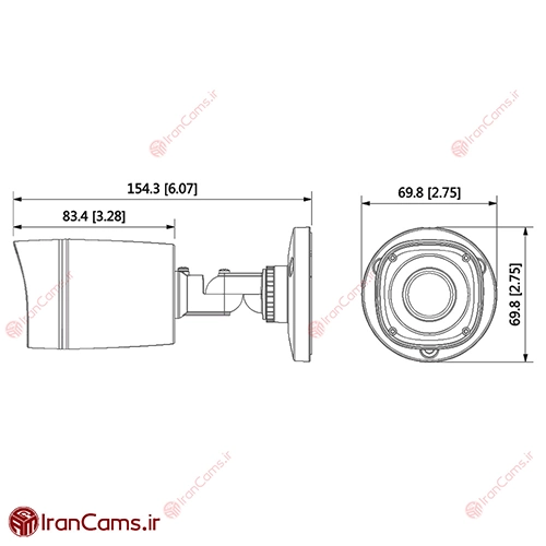 دوربین مداربسته بولت 2 مگاپیکسلی داهوا DH-HAC-HFW1200RP irancams.ir