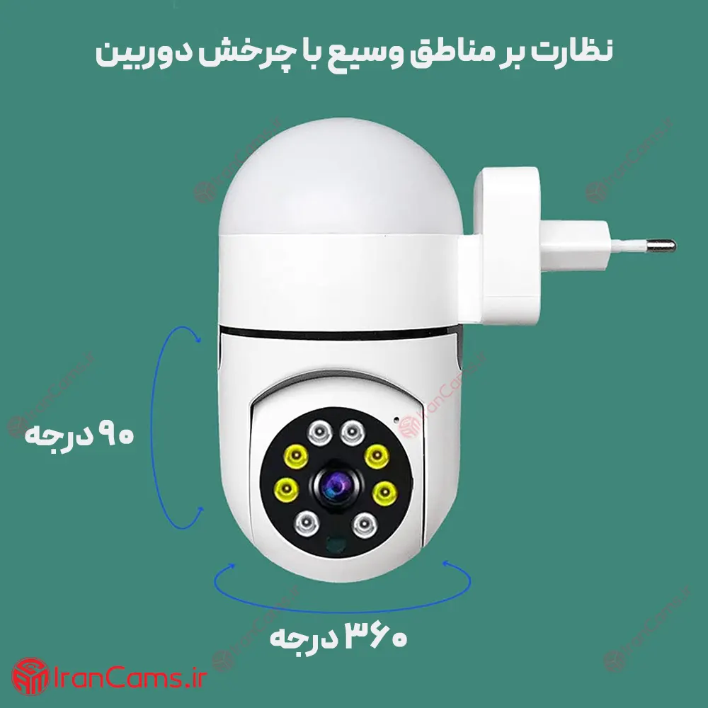 قیمت و خرید دوربین پریزی بی سیم چرخشی irancams.ir